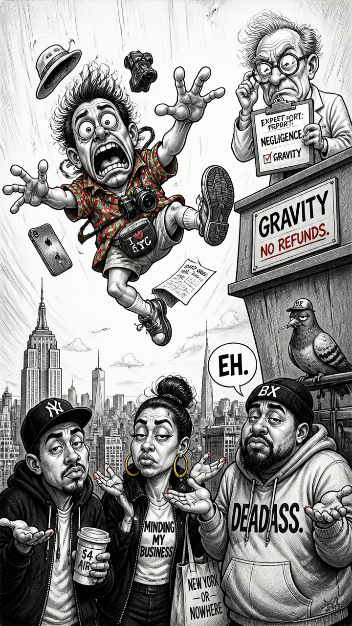 Tourist Finds Out Gravity Is Non-Negotiable, Experts Blame 'Negligence.' NYC Locals Say, 'Eh.'